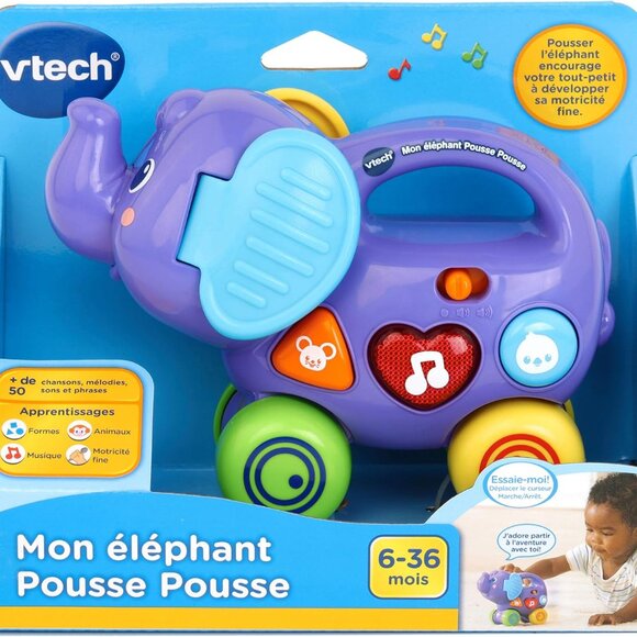 Brand New (French Version) 🐘 VTech Push & Explore Elephant 🎶6-36 months - Picture 1 of 10